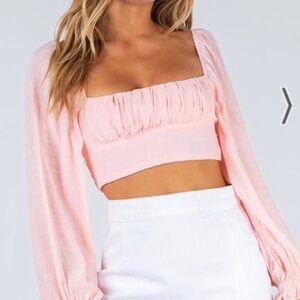 Princess Polly Blush Pink Ruched Crop Top